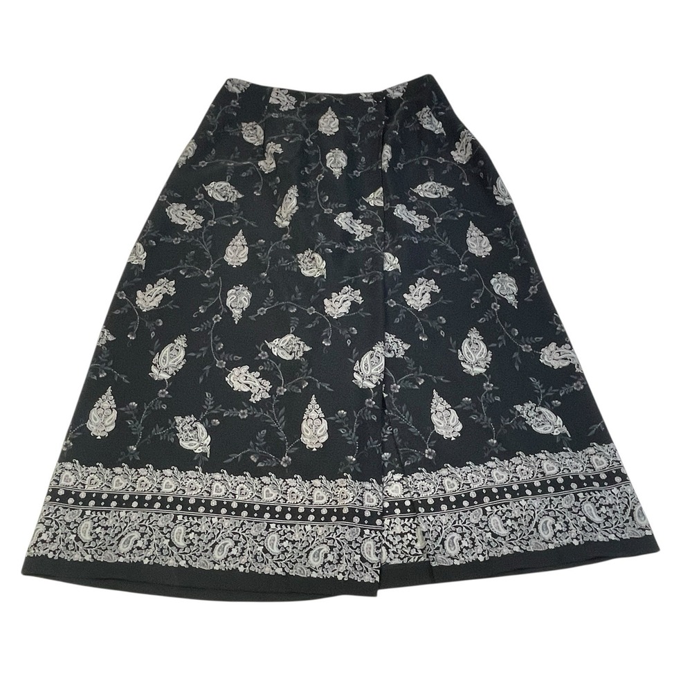 Fashion Bug Black Paisley Border Print Boho Maxi‎ Skirt Elastic Waist Size 18/20